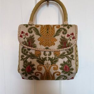 Vintage Floral Tapestry Handbag